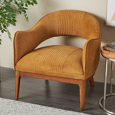 Stella & Eve Curved Back Polyester Accent Chair with Wooden Frame