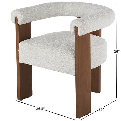 Stella & Eve Curved Back Boucle Accent Chair with Wood Frame
