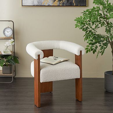 Stella & Eve Curved Back Boucle Accent Chair with Wood Frame