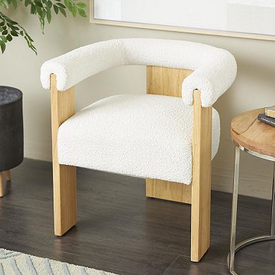 Stella & Eve Curved Back Boucle Accent Chair with Wood Frame