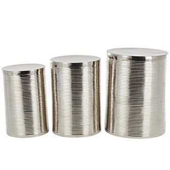 Stella & Eve 3 pc Ribbed Drum Side End Table Set