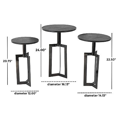 Stella & Eve Aluminum Metal Tripod Accent Table with Marble Top 3 pc. Set