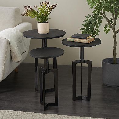 Stella & Eve Aluminum Metal Tripod Accent Table with Marble Top 3 pc. Set