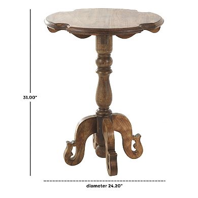 Stella & Eve Mango Wood Turned Accent Table with Scrolled Legs and Cutout Top