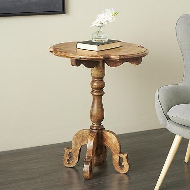 Stella & Eve Mango Wood Turned Accent Table with Scrolled Legs and Cutout Top