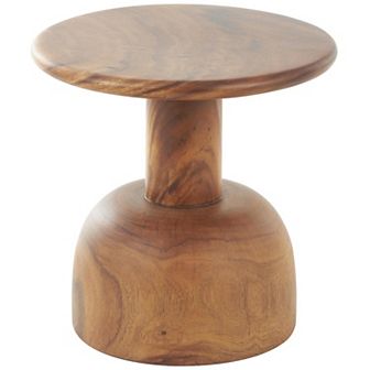 Stella & Eve Wood Handmade Accent Table with Rounded Block Base