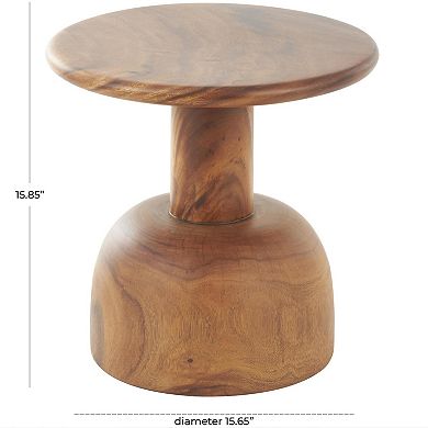 Stella & Eve Wood Handmade Accent Table with Rounded Block Base
