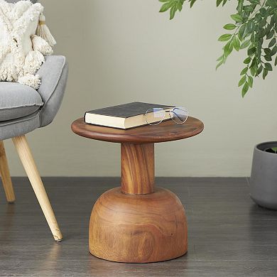 Stella & Eve Wood Handmade Accent Table with Rounded Block Base