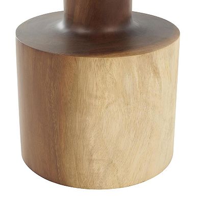 Stella & Eve Wood Handmade Accent Table with Cylinder Block Base