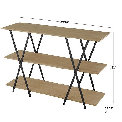 Stella & Eve Metal 3-Shelf Storage Shelving Unit with X Frame
