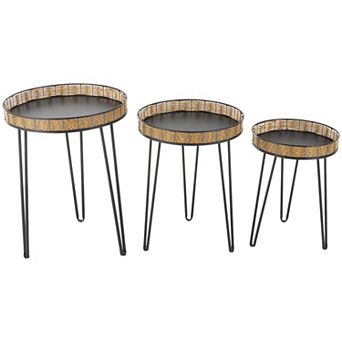 Stella & Eve Metal Accent Table with Rattan Edges Tabletops