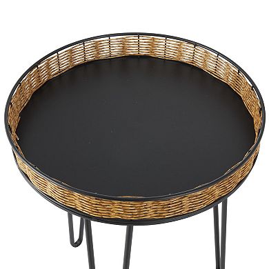 Stella & Eve Metal Accent Table with Rattan Edges Tabletops