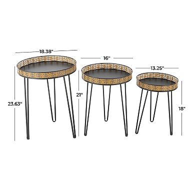 Stella & Eve Metal Accent Table with Rattan Edges Tabletops