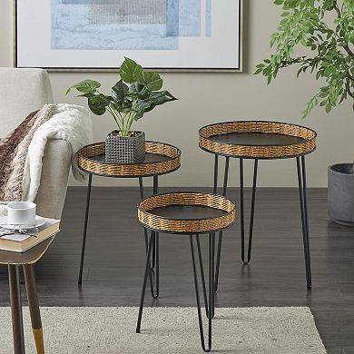 Stella & Eve Metal Accent Table with Rattan Edges Tabletops