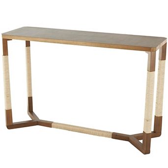 Stella & Eve Wooden Rectangular Console Table with Rope Wrapped Frame