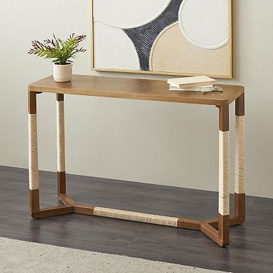 Stella & Eve Wooden Rectangular Console Table with Rope Wrapped Frame