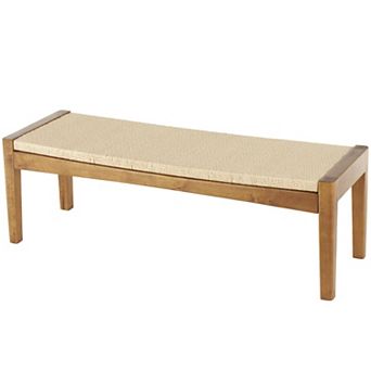 Stella & Eve Wood Handmade Traditional Bench with Rope Wrapped Seat