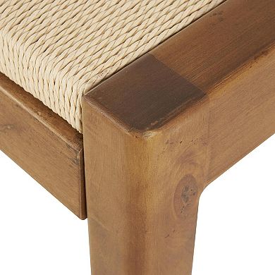 Stella & Eve Wood Handmade Traditional Bench with Rope Wrapped Seat