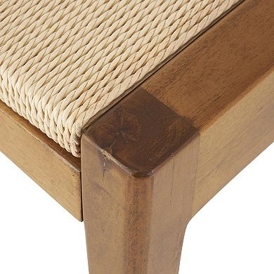 Stella & Eve Wood Handmade Traditional Stool with Rope Wrapped Seat