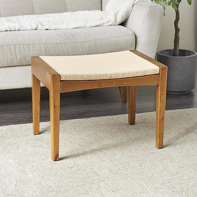 Stella & Eve Wood Handmade Traditional Stool with Rope Wrapped Seat