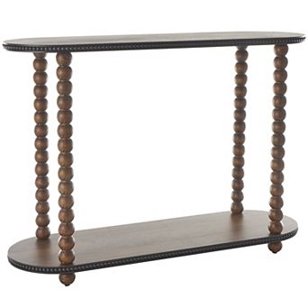 Stella & Eve Wood Oval Spindle Console Table with Beaded Edges