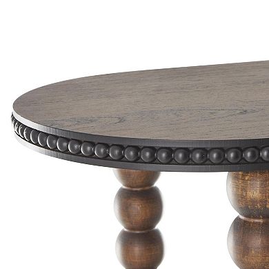 Stella & Eve Wood Oval Spindle Console Table with Beaded Edges