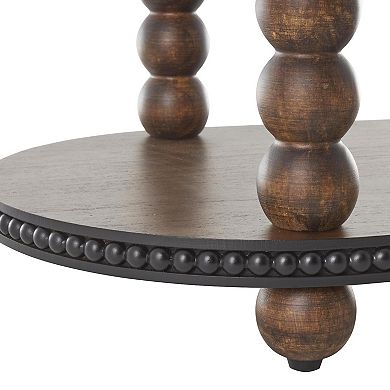 Stella & Eve Wood Oval Spindle Console Table with Beaded Edges