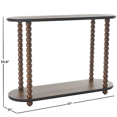 Stella & Eve Wood Oval Spindle Console Table with Beaded Edges