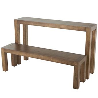Stella & Eve Wood Rectangular Console Table with Bench