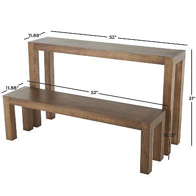 Stella & Eve Wood Rectangular Console Table with Bench