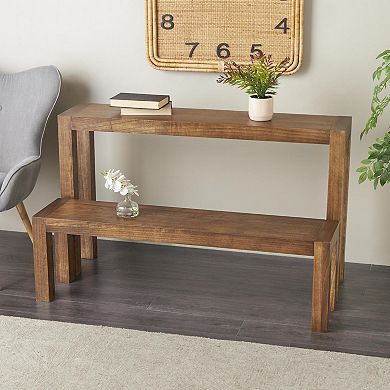 Stella & Eve Wood Rectangular Console Table with Bench