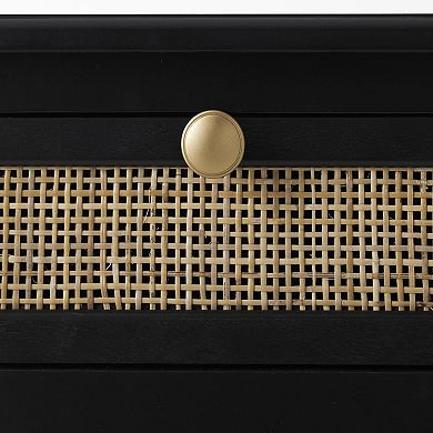 Stella & Eve Wooden 12-Bottle Wine Rack with Drawer and Rattan Front