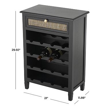 Stella & Eve Wooden 12-Bottle Wine Rack with Drawer and Rattan Front