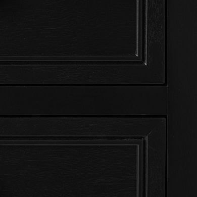 Stella & Eve Wood Storage Cabinet with Rattan Front, 1 Door and 3 Drawers Storage Unit