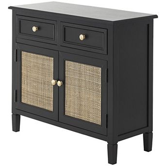 Stella & Eve Wood 2 Door 2 Drawer Cabinet with Rattan Front
