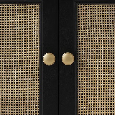 Stella & Eve Wood 2 Door 2 Drawer Cabinet with Rattan Front