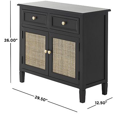 Stella & Eve Wood 2 Door 2 Drawer Cabinet with Rattan Front