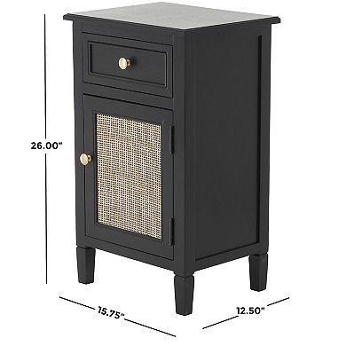 Stella & Eve Wood Cabinet with Rattan Front, 1 Door and 1 Drawer Storage Unit