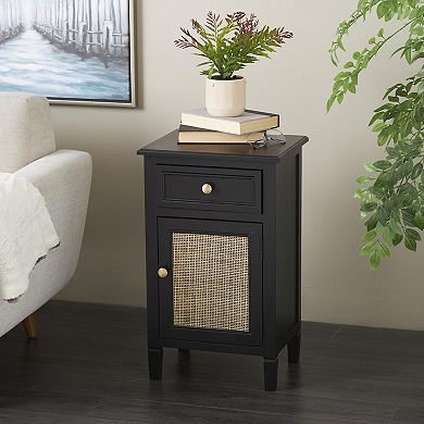 Stella & Eve Wood Cabinet with Rattan Front, 1 Door and 1 Drawer Storage Unit