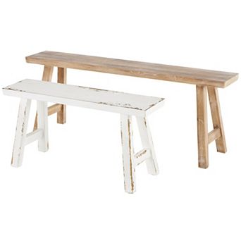Stella & Eve Wood Slim Distressed Home Bench with Smaller Bench