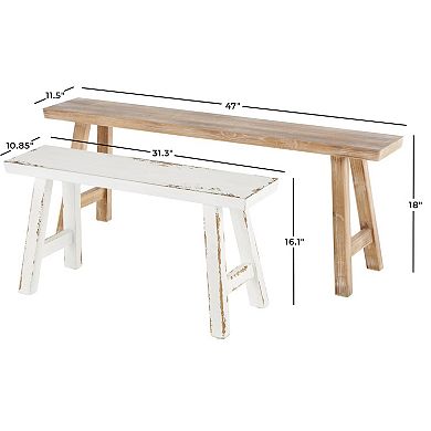 Stella & Eve Wood Slim Distressed Home Bench with Smaller Bench