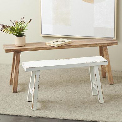 Stella & Eve Wood Slim Distressed Home Bench with Smaller Bench