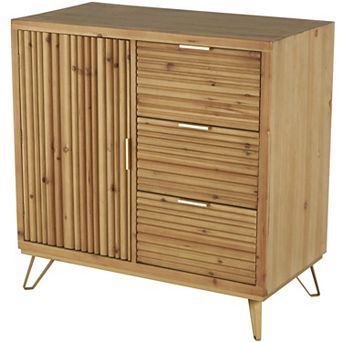 Stella & Eve Wooden Ribbed Cabinet with 1 Door and 3 Drawers