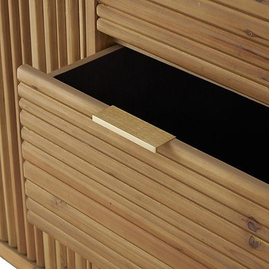 Stella & Eve Wooden Ribbed Cabinet with 1 Door and 3 Drawers