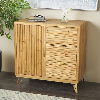 Stella & Eve Wooden Ribbed Cabinet with 1 Door and 3 Drawers
