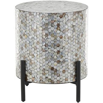 Stella & Eve Handmade Hexagon Mosaic Inlay Accent Table with Metal Legs