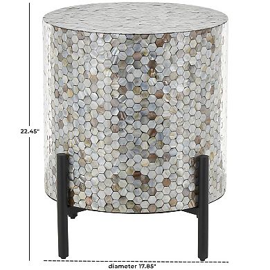 Stella & Eve Handmade Hexagon Mosaic Inlay Accent Table with Metal Legs