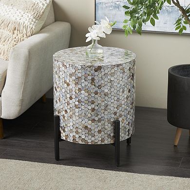 Stella & Eve Handmade Hexagon Mosaic Inlay Accent Table with Metal Legs