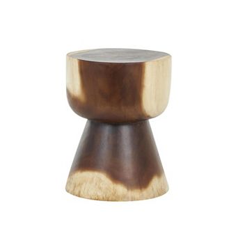 Stella & Eve Wood Handmade Hourglass Accent Table with Natural Wood Grain