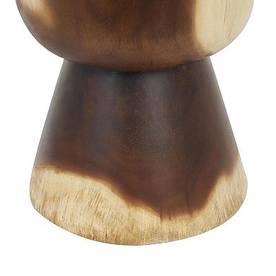 Stella & Eve Wood Handmade Hourglass Accent Table with Natural Wood Grain